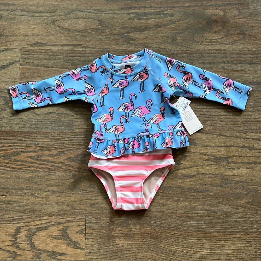 NWT Tea Collection Infant Girls Rashguard Swim Set - 2 PC - Size 3-6 Months